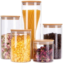 50ml 80ml 100ml 150ml 200ml borosilicate glass food storage jars containers with bamboo lids
